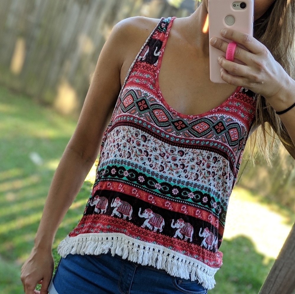 Patterned elephant tank top